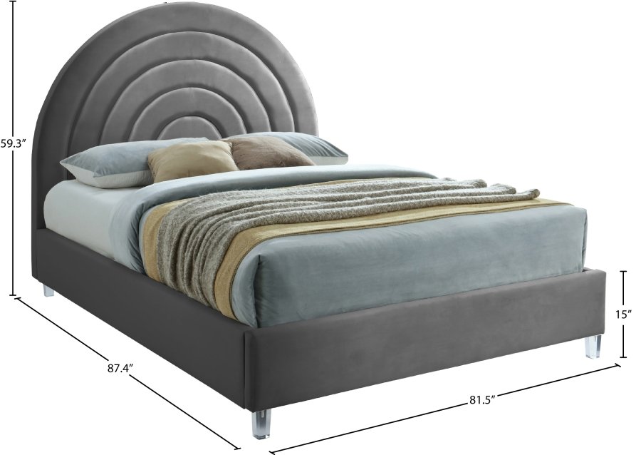 Rainbow Velvet Upholstered Bed - Image 9