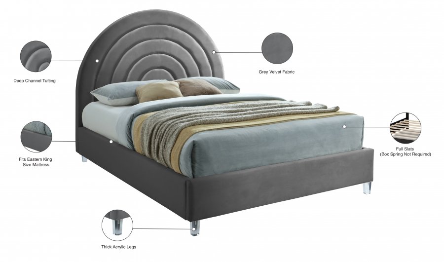 Rainbow Velvet Upholstered Bed - Image 10