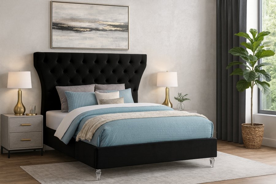 Kira Velvet Upholstered Bed - Image 2