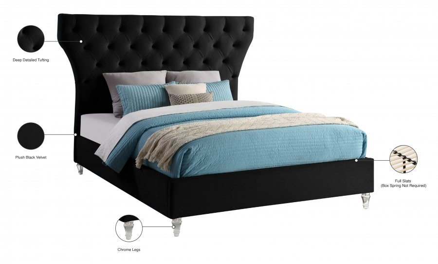 Kira Velvet Upholstered Bed - Image 9