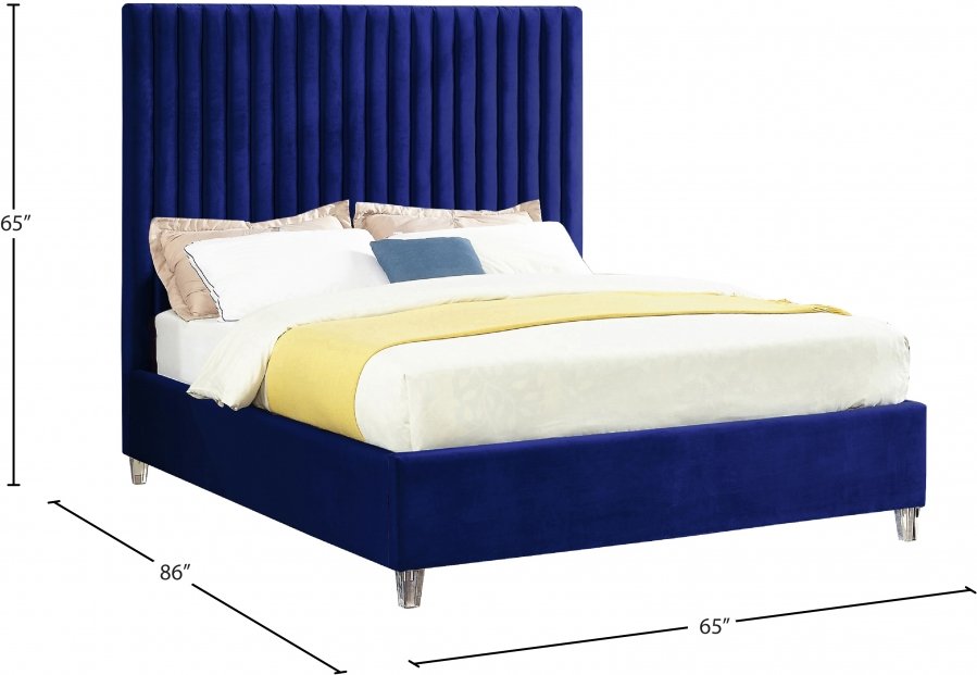 Candace Velvet Upholstered Bed - Image 4