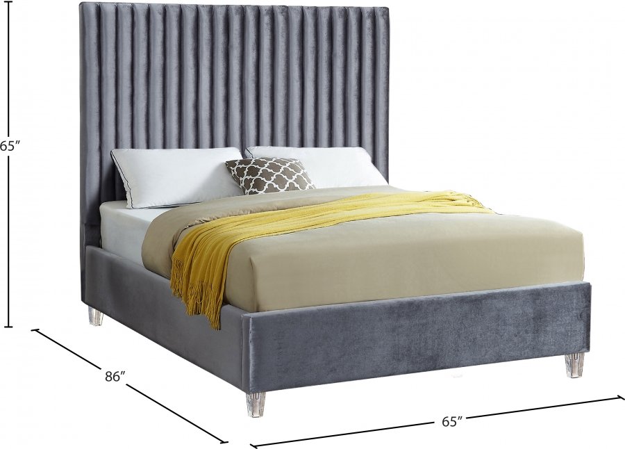 Candace Velvet Upholstered Bed - Image 4
