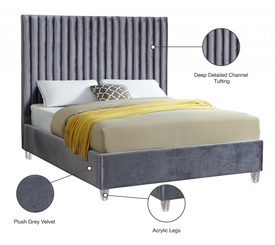 Candace Velvet Upholstered Bed - Image 5