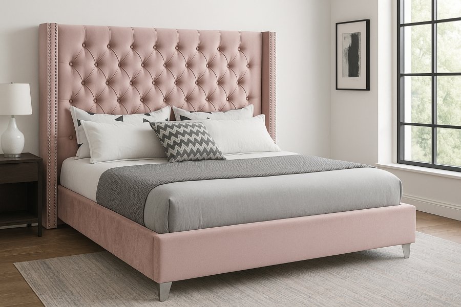 1809-1.jpg Aiden Velvet Upholstered Bed - Image 2