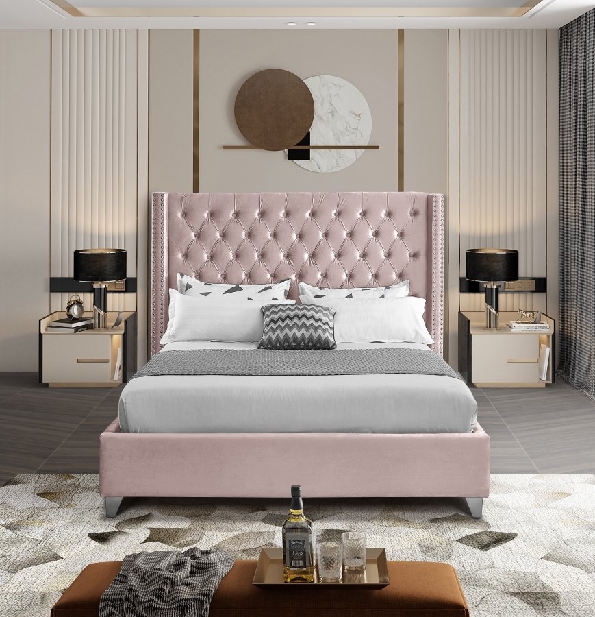 1809-3.jpg Aiden Velvet Upholstered Bed - Image 4