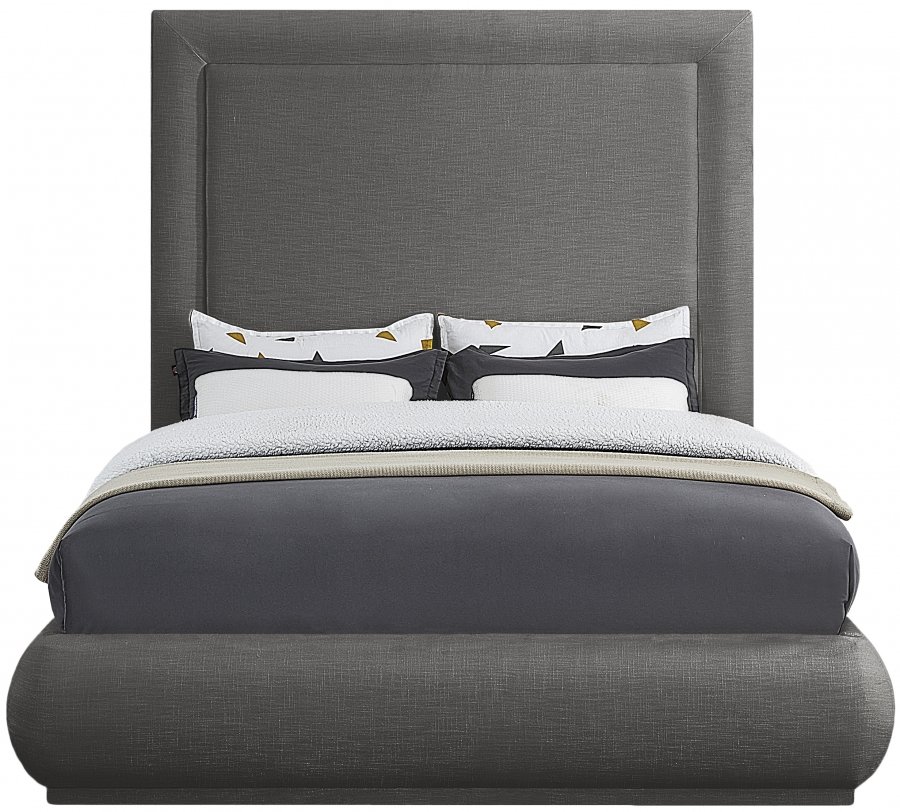 Brooke Linen Textured Fabric Upholstered Bed - Image 3