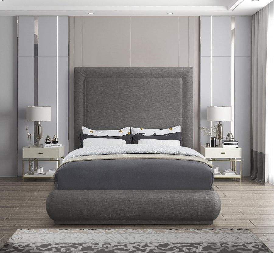 Brooke Linen Textured Fabric Upholstered Bed - Image 4