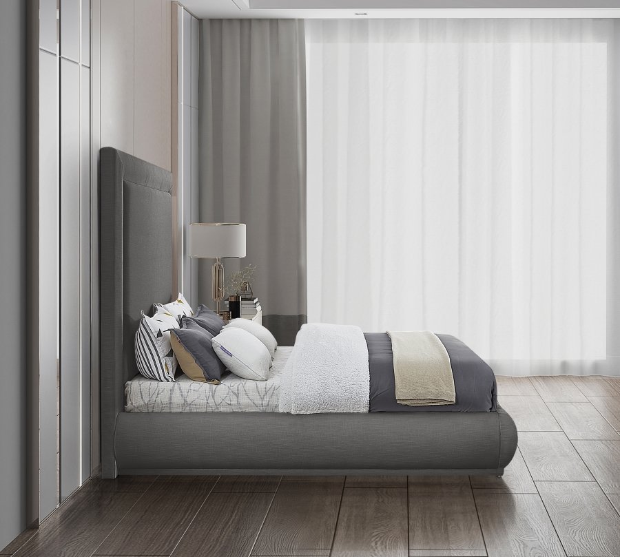 Brooke Linen Textured Fabric Upholstered Bed - Image 5