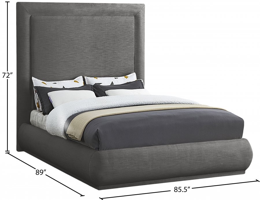 Brooke Linen Textured Fabric Upholstered Bed - Image 8