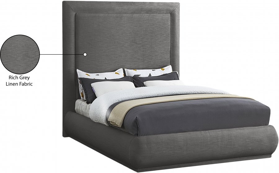 Brooke Linen Textured Fabric Upholstered Bed - Image 9