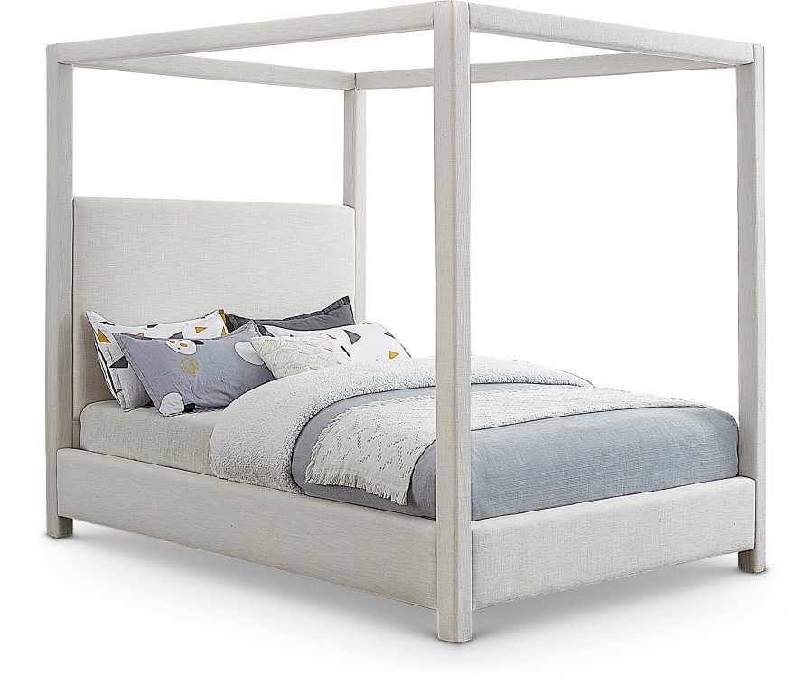 Emerson Linen Textured Fabric Upholstered Bed
