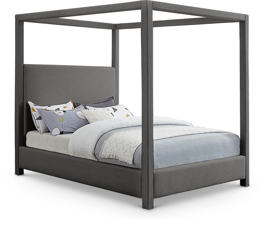 Emerson Linen Textured Fabric Upholstered Bed