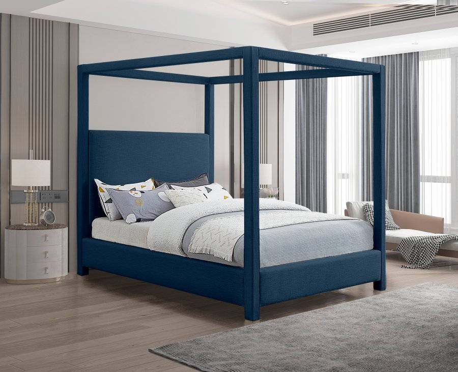 Emerson Linen Textured Fabric Upholstered Bed - Image 2
