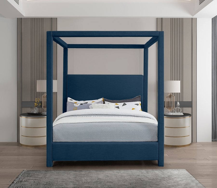 Emerson Linen Textured Fabric Upholstered Bed - Image 4