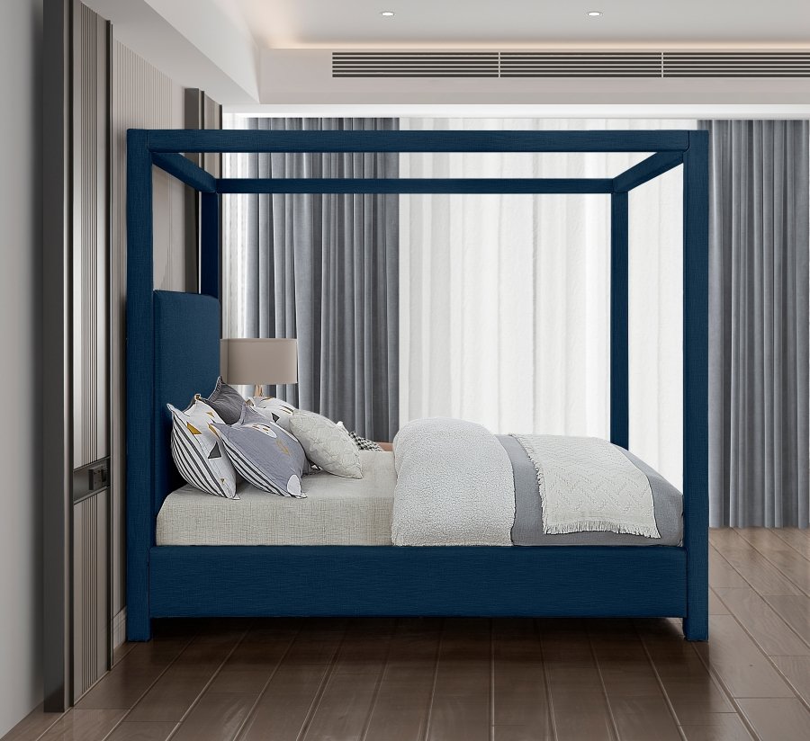 Emerson Linen Textured Fabric Upholstered Bed - Image 5