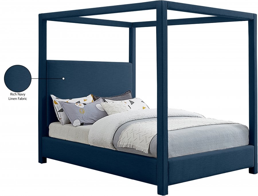 Emerson Linen Textured Fabric Upholstered Bed - Image 9