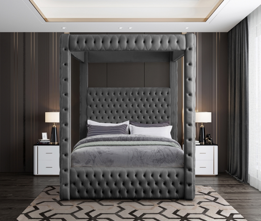 Royal Velvet Upholstered Bed - Image 4