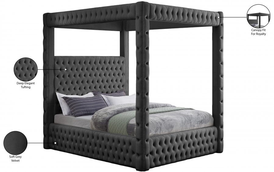 Royal Velvet Upholstered Bed - Image 8