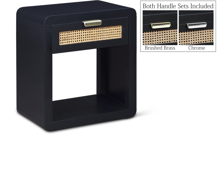 Langham Poplar Wood And Natural Cane Nightstand