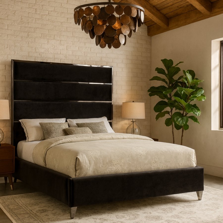 2054-1.jpg Zuma Velvet Upholstered Bed - Image 2