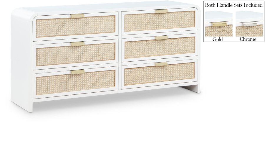 Sage Solid Wood And Natural Cane Wood Dresser