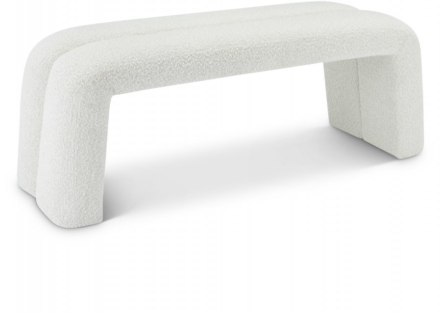 Arc Boucle Fabric Upholstered Bench