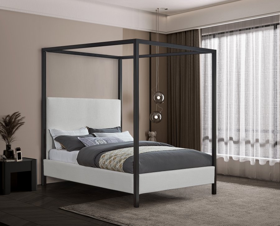 21535-1.jpg James Linen Textured Fabric Upholstered Bed - Image 2