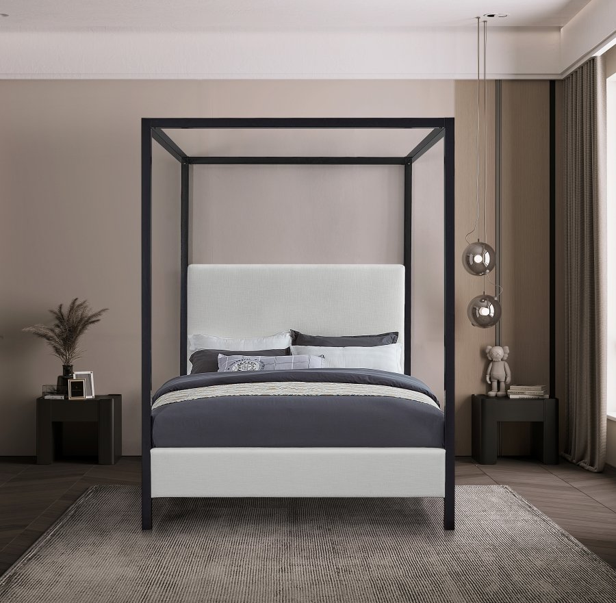 21535-3.jpg James Linen Textured Fabric Upholstered Bed - Image 4