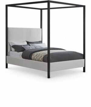 James Linen Textured Fabric Upholstered Bed