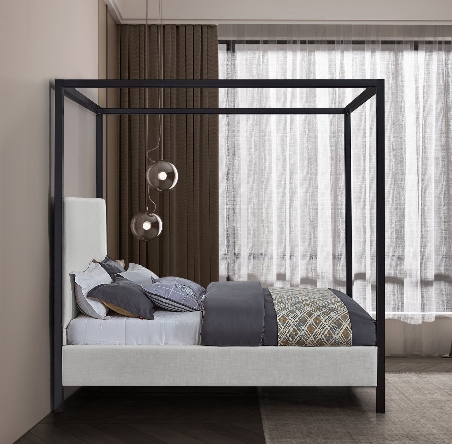 21535-4.jpg James Linen Textured Fabric Upholstered Bed - Image 5