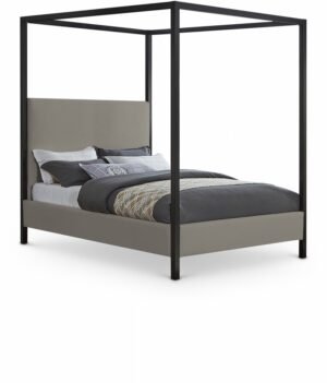 James Linen Textured Fabric Upholstered Bed