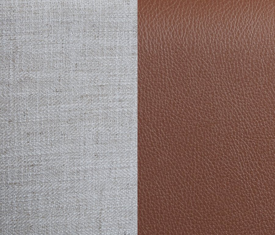 Blake Two Tone Vegan Leather and Linen Textured Fabric Upholstered Bed - Image 7