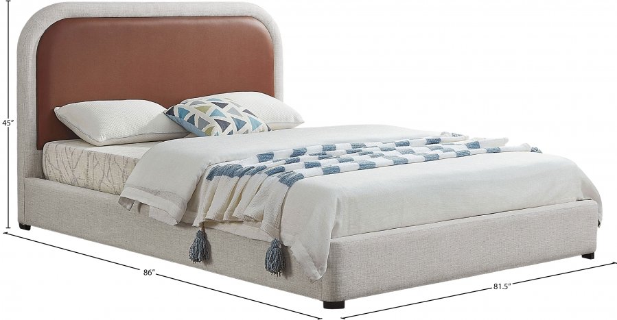 Blake Two Tone Vegan Leather and Linen Textured Fabric Upholstered Bed - Image 8