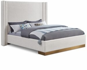 Halton Boucle Fabric Upholstered Bed