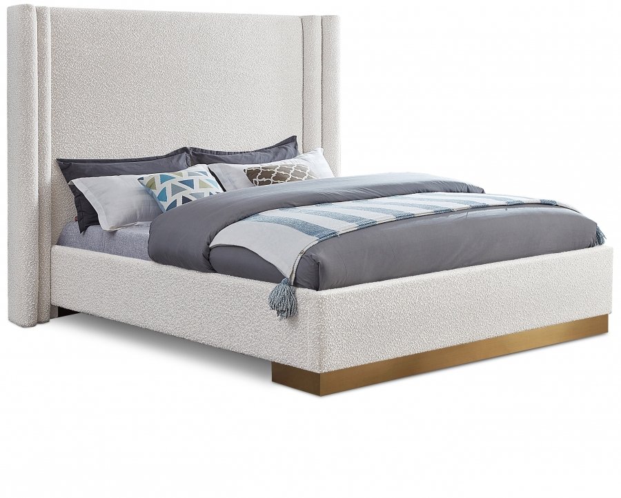 Halton Boucle Fabric Upholstered Bed