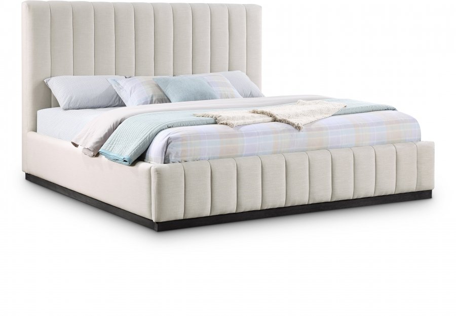 Lucia Linen Textured Fabric Upholstered Bed