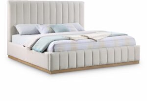 Lucia Linen Textured Fabric Upholstered Bed