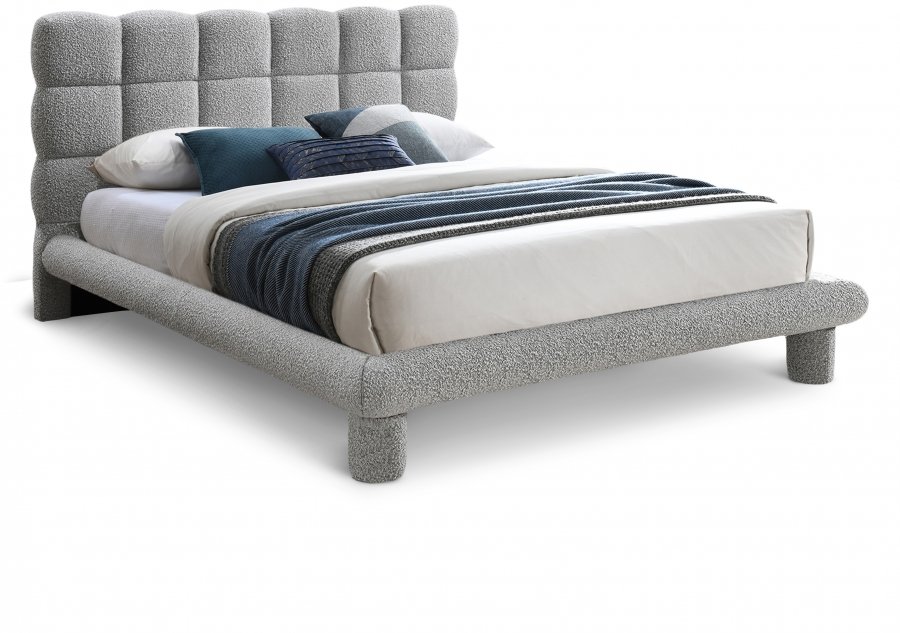 Deco Boucle Fabric Upholstered Bed