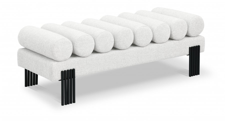 Akeela Linen Textured Fabric Upholstered Bench