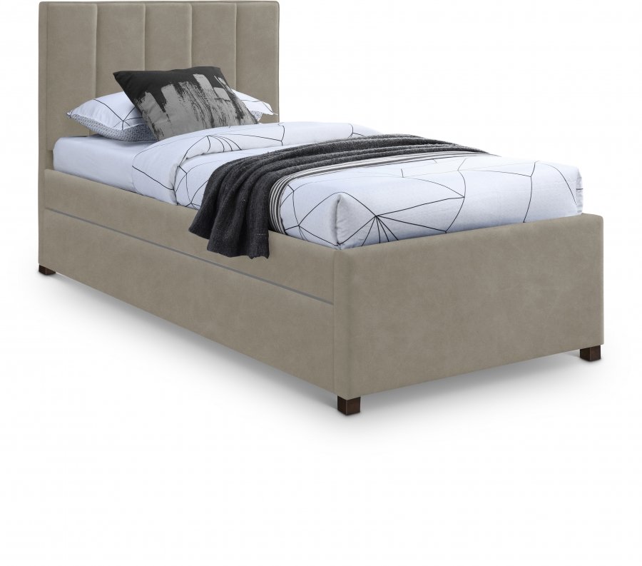 Hudson Vegan Leather Upholstered Twin Trundle Bed