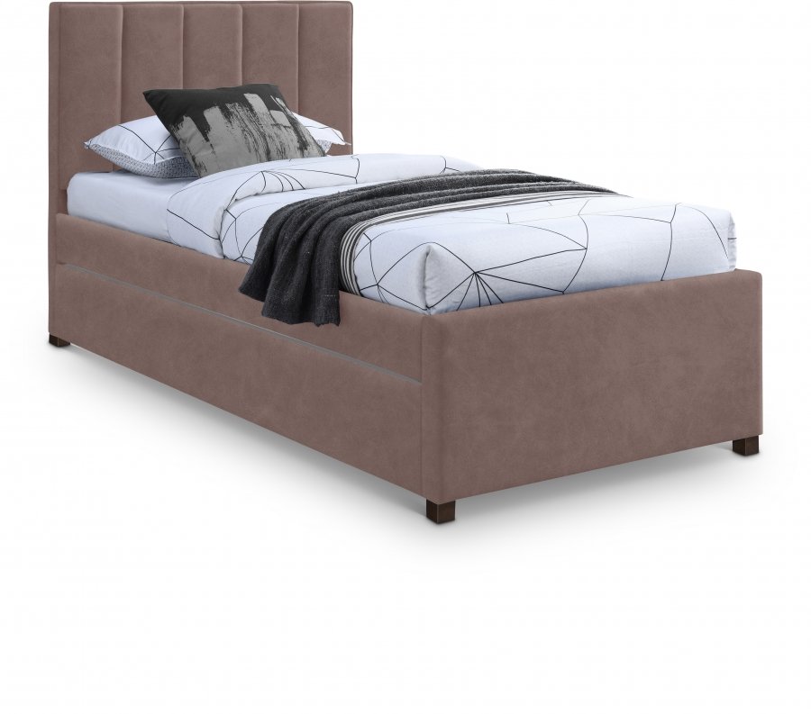 Hudson Vegan Leather Upholstered Twin Trundle Bed