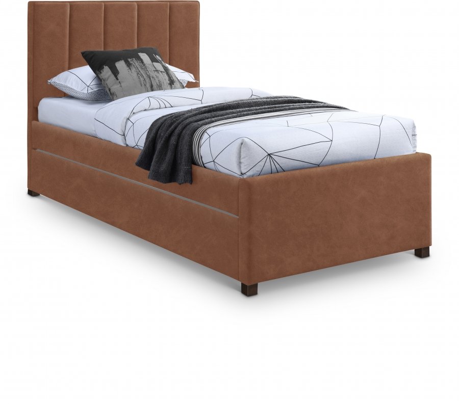Hudson Vegan Leather Upholstered Twin Trundle Bed