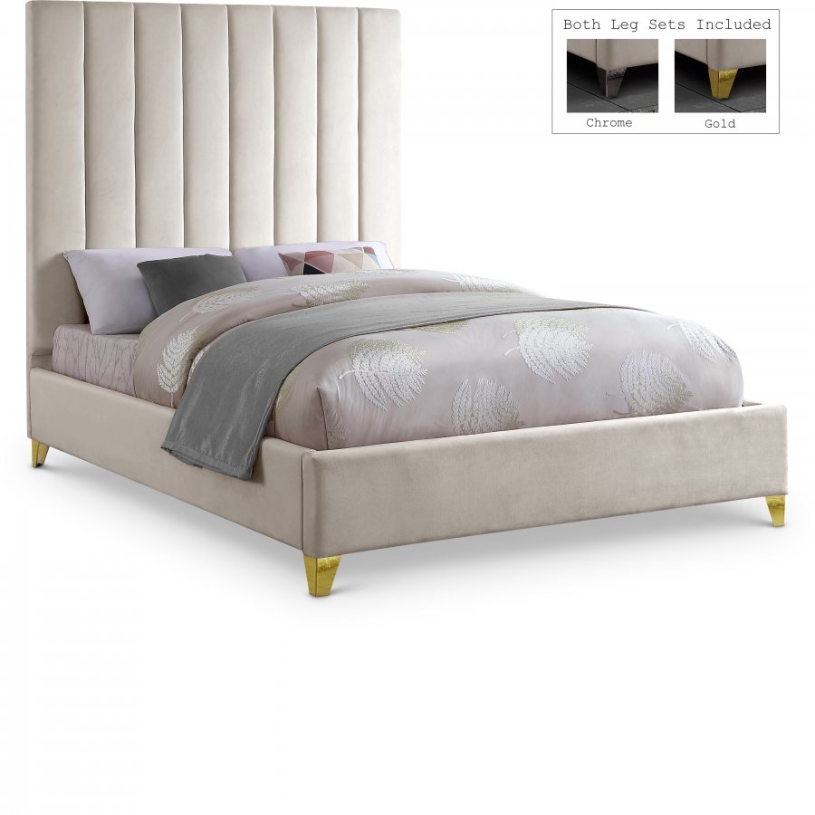 Via Velvet Upholstered Bed