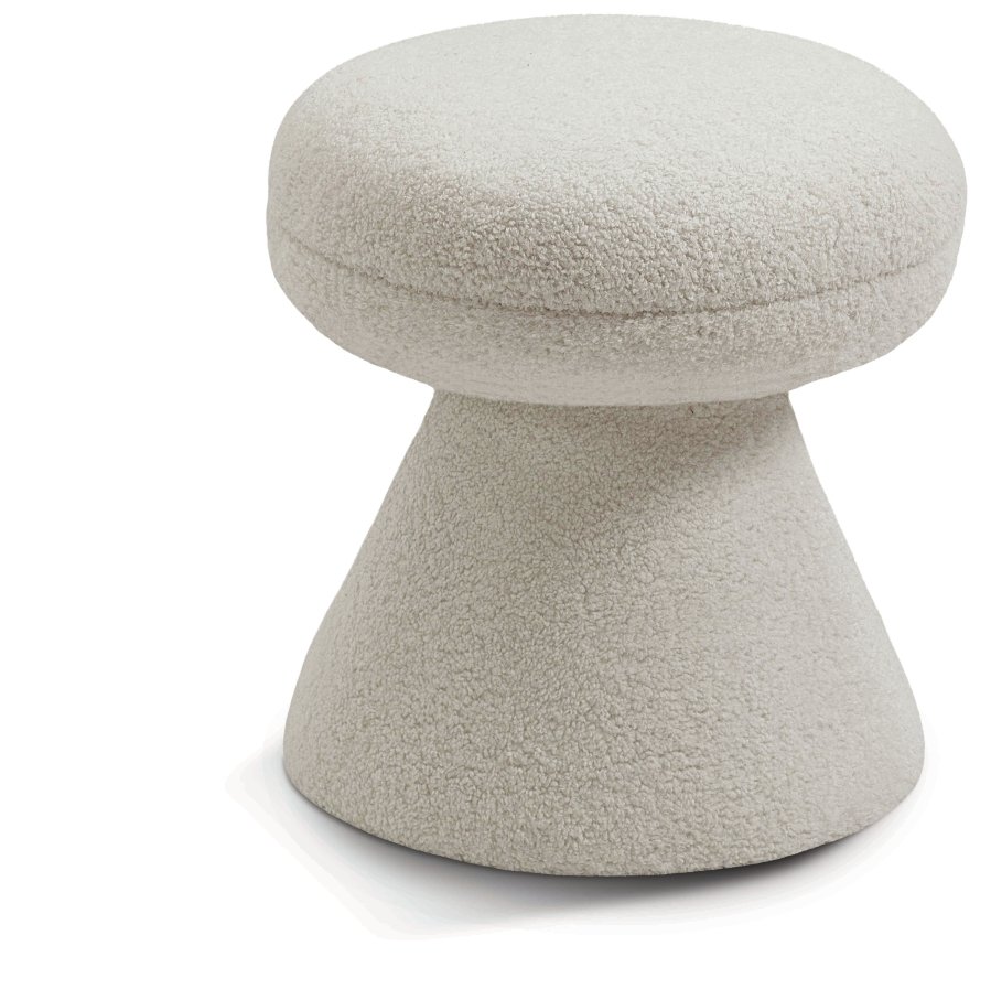 Drum Faux Shearling Teddy Fabric Upholstered Ottoman