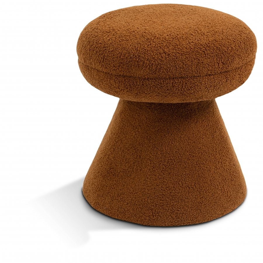 Drum Faux Shearling Teddy Fabric Upholstered Ottoman