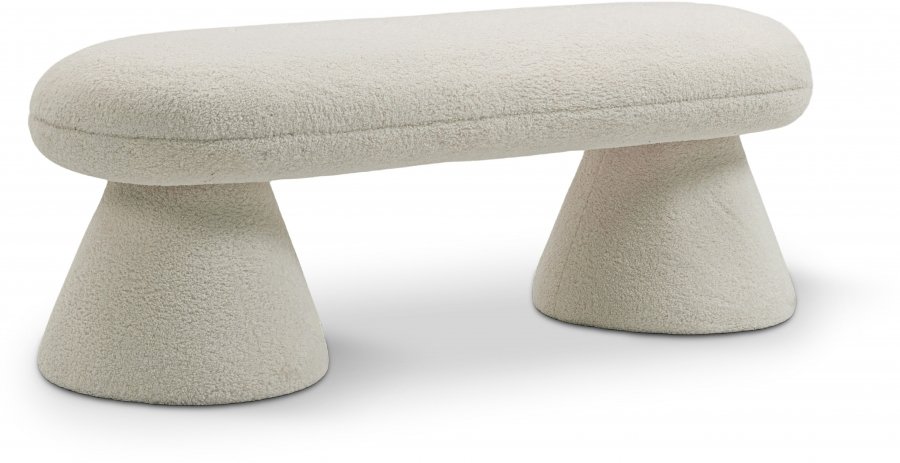 Drum Faux Shearling Teddy Fabric Upholstered Bench