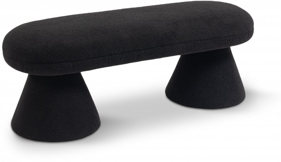 Drum Faux Shearling Teddy Fabric Upholstered Bench