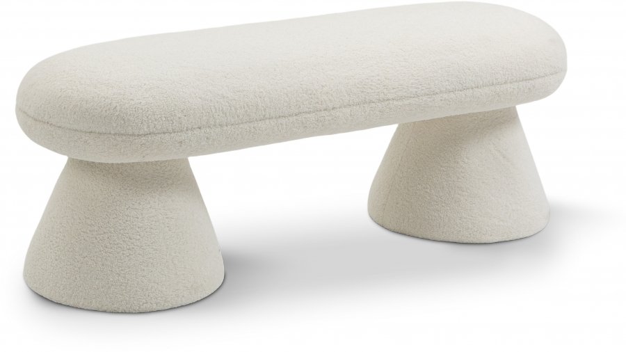 Drum Faux Shearling Teddy Fabric Upholstered Bench