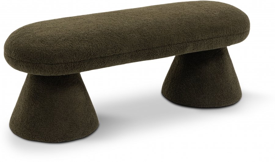 Drum Faux Shearling Teddy Fabric Upholstered Bench