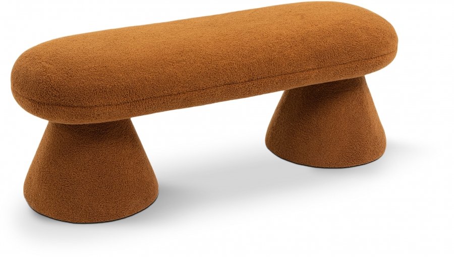 Drum Faux Shearling Teddy Fabric Upholstered Bench
